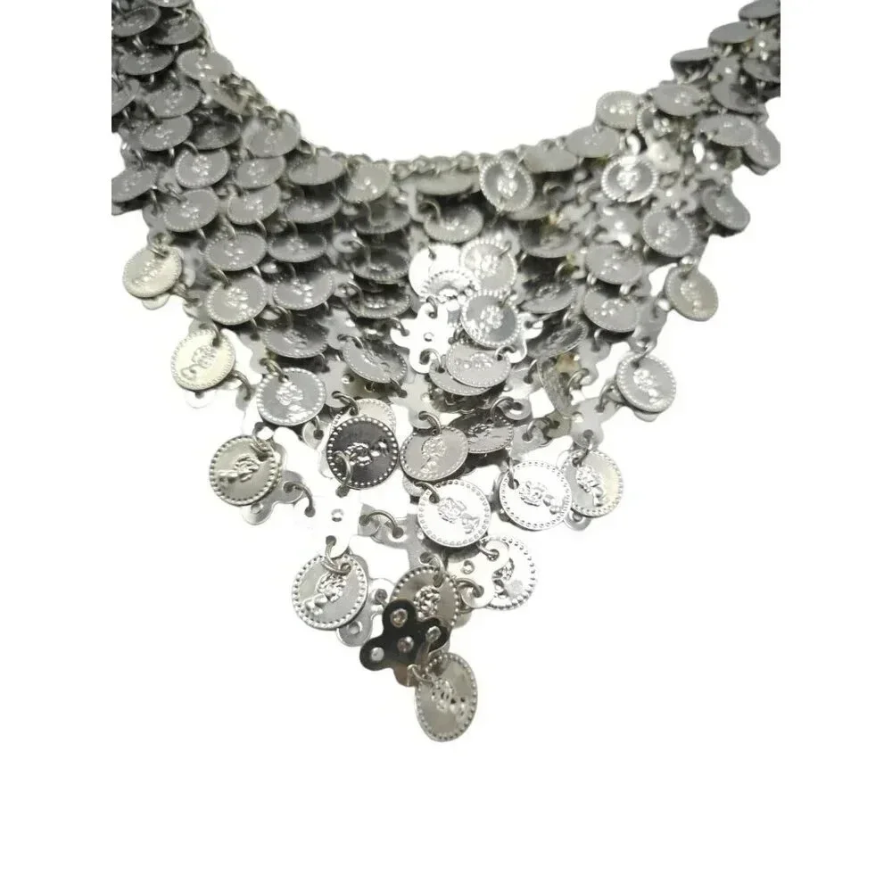 Belly Dancer Coin Belt Silver Tone Adjustable Vintage 44